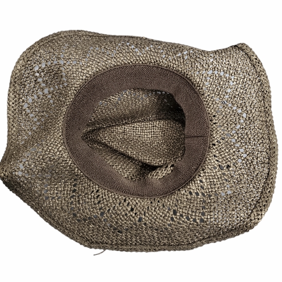 NWOT Black w/White Stones Straw Cowgirl/Cowboy Hat - Picture 3 of 3